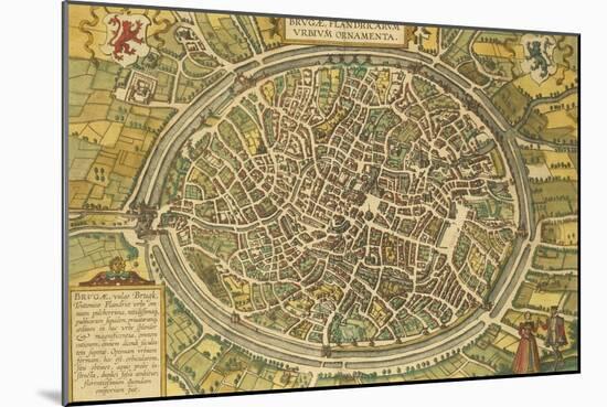 Map of Bruges from Civitates Orbis Terrarum-null-Mounted Giclee Print