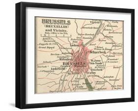 Map of Brussels (C. 1900), Maps-Encyclopaedia Britannica-Framed Art Print