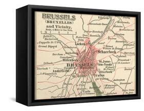 Map of Brussels (C. 1900), Maps-Encyclopaedia Britannica-Framed Stretched Canvas