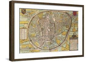 Map of Bruxelles from Civitates Orbis Terrarum-null-Framed Giclee Print