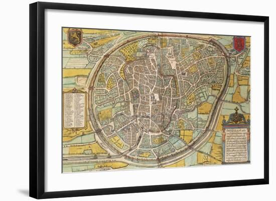 Map of Bruxelles from Civitates Orbis Terrarum-null-Framed Giclee Print