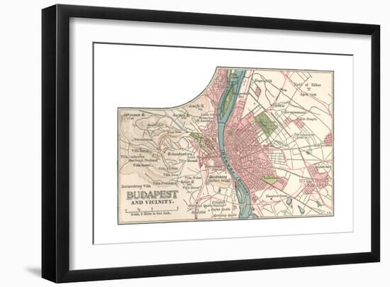 Map of Budapest (C. 1900), Maps-Encyclopaedia Britannica-Framed Giclee Print