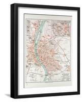 Map of Budapest Hungary 1899-null-Framed Giclee Print