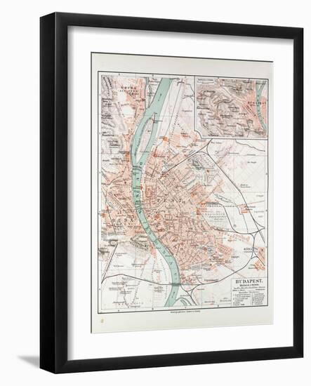 Map of Budapest Hungary 1899-null-Framed Giclee Print