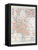 Map of Budapest Hungary 1899-null-Framed Stretched Canvas