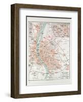 Map of Budapest Hungary 1899-null-Framed Giclee Print