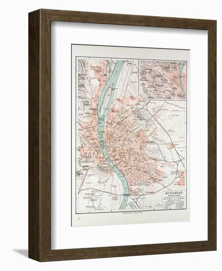 Map of Budapest Hungary 1899-null-Framed Giclee Print