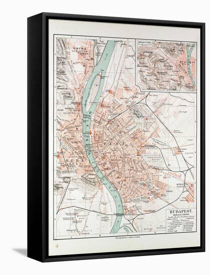 Map of Budapest Hungary 1899-null-Framed Stretched Canvas