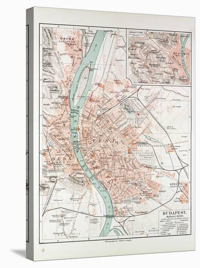 Map of Budapest Hungary 1899-null-Stretched Canvas