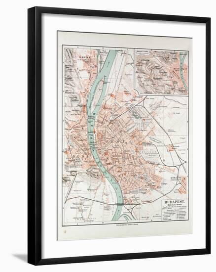 Map of Budapest Hungary 1899-null-Framed Giclee Print