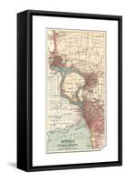 Map of Buffalo and the Niagara Frontier (C.1900)-Encyclopaedia Britannica-Framed Stretched Canvas