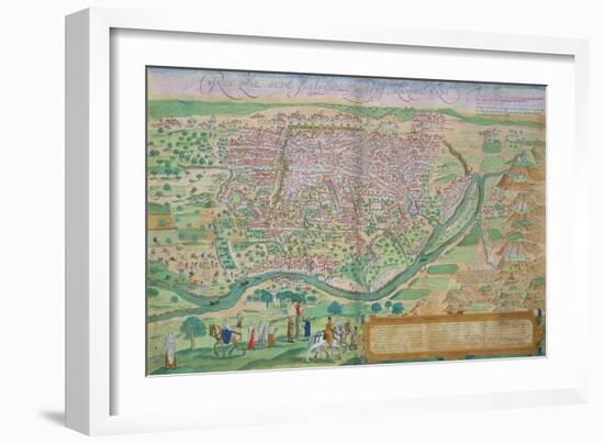 Map of Cairo, from "Civitates Orbis Terrarum" by Georg Braun and Frans Hogenberg, circa 1572-Joris Hoefnagel-Framed Giclee Print