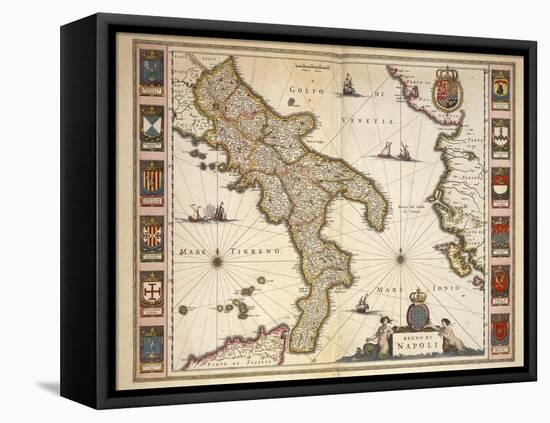 Map of Calabria Region-Joan Blaeu-Framed Stretched Canvas