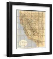 Map of California and Nevada, c.1874-null-Framed Art Print