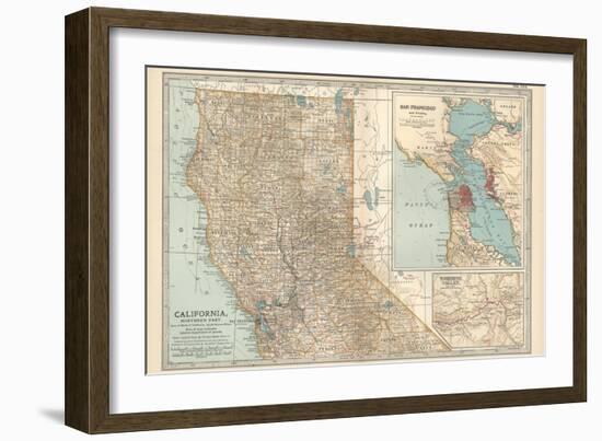 Map of California, Northern Part. United States. Inset Maps of San Francisco and Yosemite Valley-Encyclopaedia Britannica-Framed Art Print