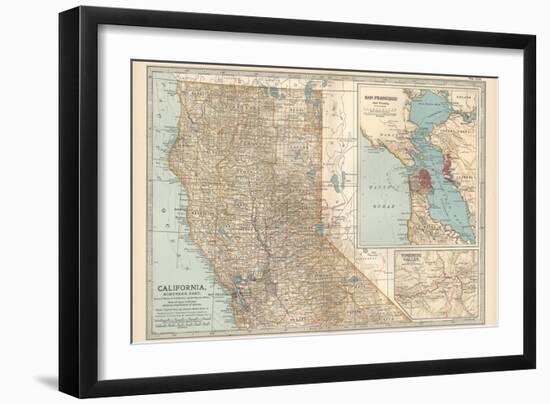 Map of California, Northern Part. United States. Inset Maps of San Francisco and Yosemite Valley-Encyclopaedia Britannica-Framed Art Print