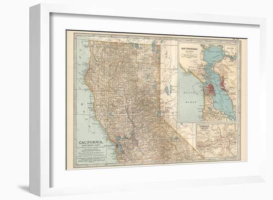 Map of California, Northern Part. United States. Inset Maps of San Francisco and Yosemite Valley-Encyclopaedia Britannica-Framed Art Print