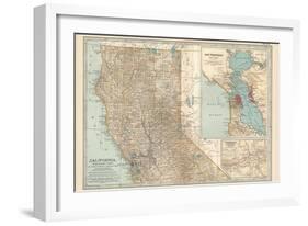 Map of California, Northern Part. United States. Inset Maps of San Francisco and Yosemite Valley-Encyclopaedia Britannica-Framed Art Print