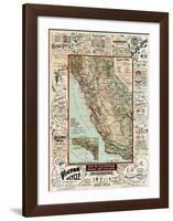 Map of California Roads for Cyclers, 1896-George W^ Blum-Framed Giclee Print