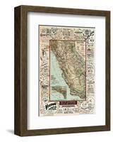 Map of California Roads for Cyclers, 1896-George W^ Blum-Framed Giclee Print