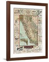 Map of California Roads for Cyclers, 1896-George W^ Blum-Framed Giclee Print