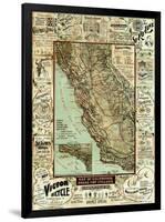 Map of California Roads for Cyclers, c.1896-George W^ Blum-Framed Art Print