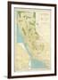 Map of California-The Vintage Collection-Framed Premium Giclee Print