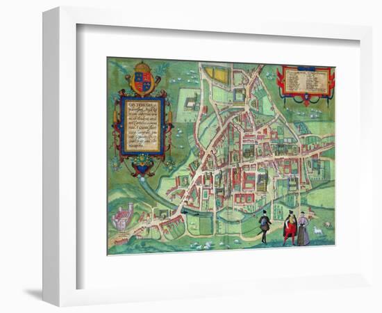 Map of Cambridge, from "Civitates Orbis Terrarum" by Georg Braun and Frans Hogenberg, circa 1572-Joris Hoefnagel-Framed Giclee Print