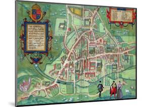 Map of Cambridge, from "Civitates Orbis Terrarum" by Georg Braun and Frans Hogenberg, circa 1572-Joris Hoefnagel-Mounted Giclee Print