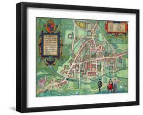 Map of Cambridge, from "Civitates Orbis Terrarum" by Georg Braun and Frans Hogenberg, circa 1572-Joris Hoefnagel-Framed Giclee Print