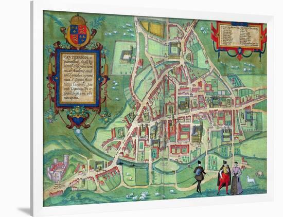 Map of Cambridge, from "Civitates Orbis Terrarum" by Georg Braun and Frans Hogenberg, circa 1572-Joris Hoefnagel-Framed Giclee Print