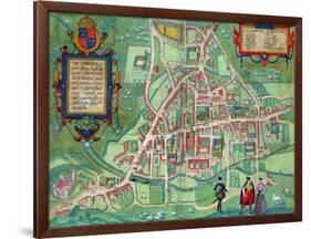 Map of Cambridge, from "Civitates Orbis Terrarum" by Georg Braun and Frans Hogenberg, circa 1572-Joris Hoefnagel-Framed Giclee Print