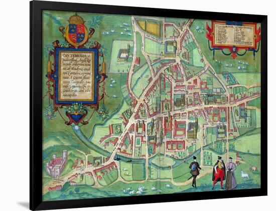 Map of Cambridge, from "Civitates Orbis Terrarum" by Georg Braun and Frans Hogenberg, circa 1572-Joris Hoefnagel-Framed Giclee Print