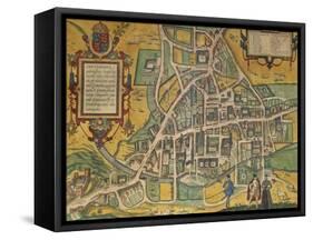 Map of Cambridge from Civitates Orbis Terrarum-null-Framed Stretched Canvas