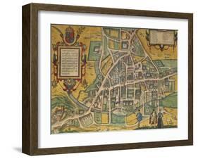Map of Cambridge from Civitates Orbis Terrarum-null-Framed Giclee Print