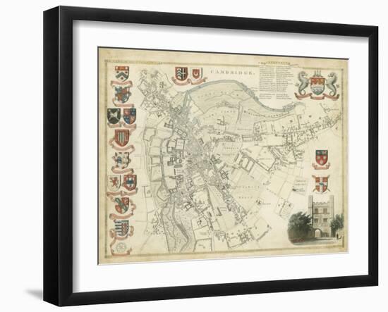 Map of Cambridge-null-Framed Art Print