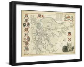 Map of Cambridge-null-Framed Art Print