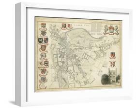 Map of Cambridge-null-Framed Art Print