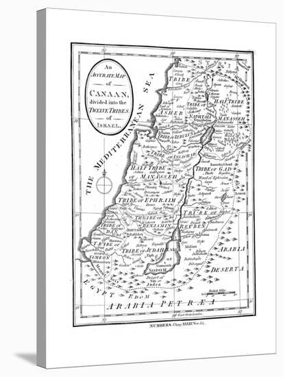 Map of Canaan Divided into the Twelve Tribes of Israel, C1830-null-Stretched Canvas