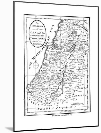 Map of Canaan Divided into the Twelve Tribes of Israel, C1830-null-Mounted Giclee Print