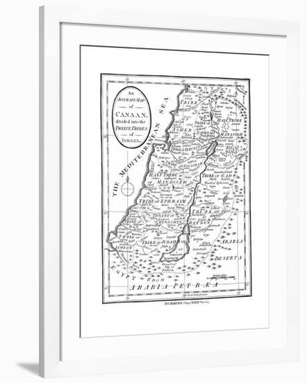 Map of Canaan Divided into the Twelve Tribes of Israel, C1830-null-Framed Giclee Print