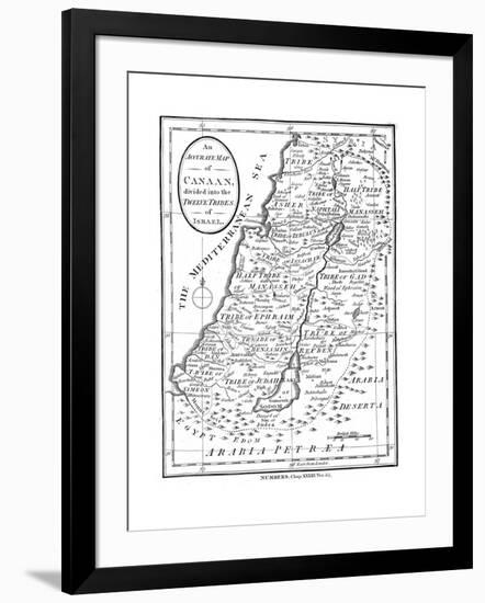 Map of Canaan Divided into the Twelve Tribes of Israel, C1830-null-Framed Giclee Print