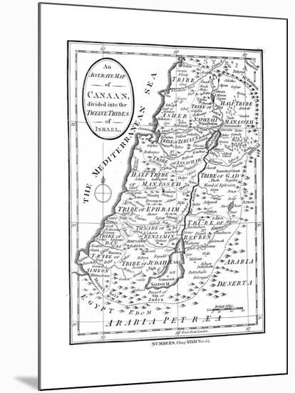 Map of Canaan Divided into the Twelve Tribes of Israel, C1830-null-Mounted Giclee Print