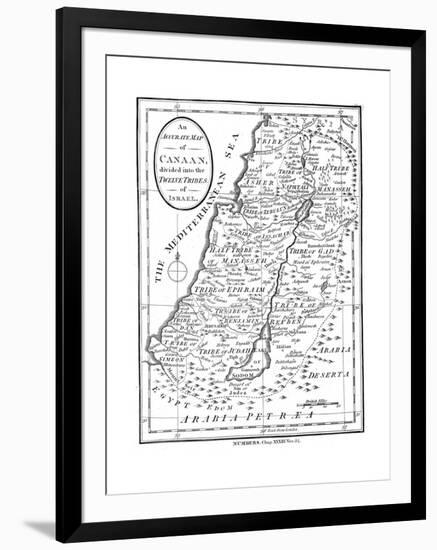 Map of Canaan Divided into the Twelve Tribes of Israel, C1830-null-Framed Giclee Print