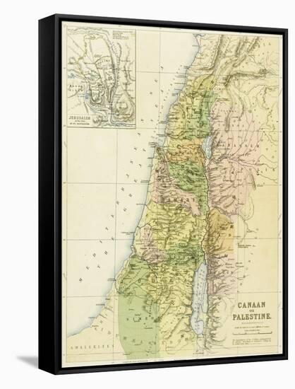 Map of Canaan, or Palestine, Published by A.K Johnstone-null-Framed Stretched Canvas