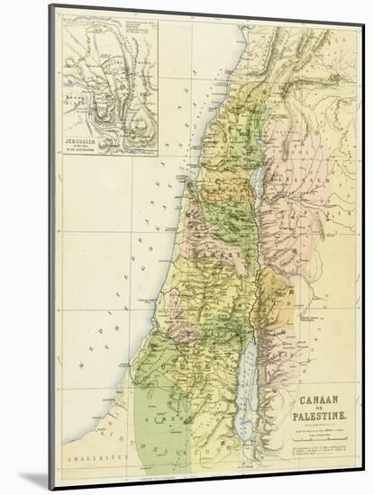 Map of Canaan, or Palestine, Published by A.K Johnstone-null-Mounted Giclee Print