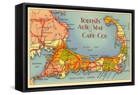 Map of Cape Cod, Massachusetts-null-Framed Stretched Canvas