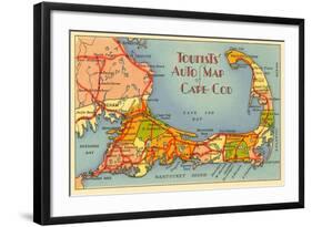 Map of Cape Cod, Massachusetts-null-Framed Art Print