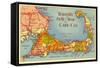 Map of Cape Cod, Massachusetts-null-Framed Stretched Canvas