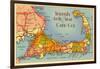 Map of Cape Cod, Massachusetts-null-Framed Art Print